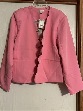NEW Set Lilly Pulitzer Pink Scallop-Trim Blazer Jacket/ankle caprice
